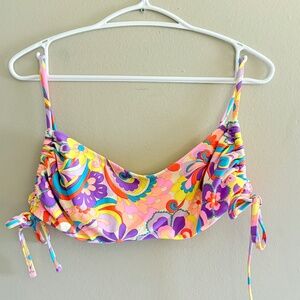 ✌️2/$10✌️  NOBO Neon Retro Floral Bandeau Bikini Top w Tie Sides – Size XXL NWT